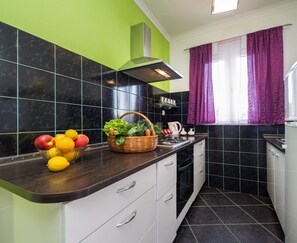Fridge, oven, stovetop, dishwasher