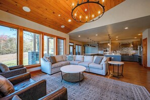 Smart TV, fireplace, DVD player, books