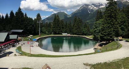 TrĂšs bel appartement de 55m2 avec vue superbe Ă 250m du centre du village.