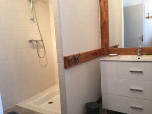 Shower, hair dryer, soap