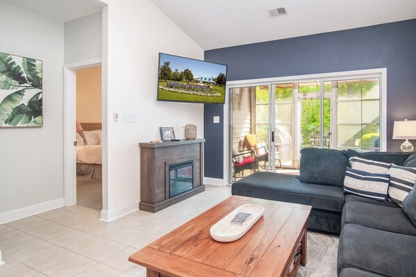 Smart TV, fireplace, video games