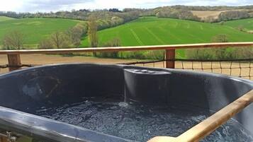 Panorama boomhut, en-suite badkamer | Terras