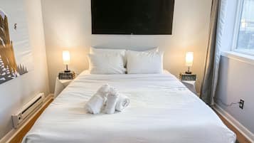 1 bedroom, iron/ironing board, travel crib, free WiFi