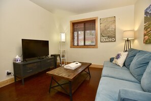 Televisión, chimenea y reproductor de DVD 