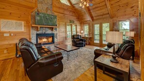 Télévision, cheminée