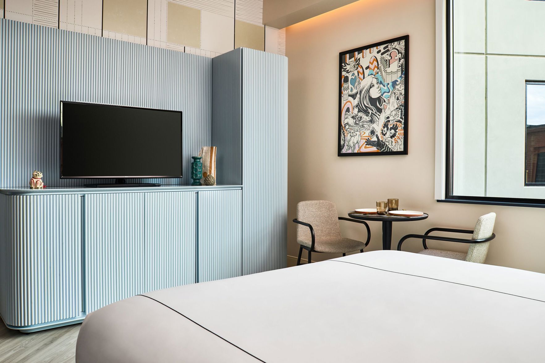 Premium bedding, down comforters, pillowtop beds, in-room safe
