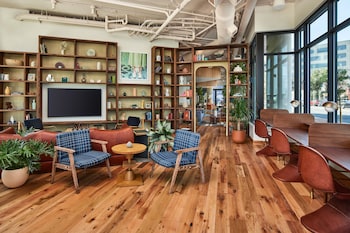 Sitting area in hotel lobby at Catbird Hotel