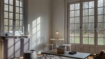 Télévision à écran plat, cheminée