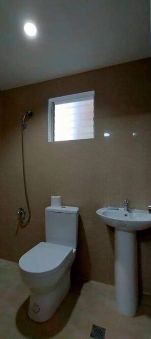 Regadera, regadera tipo lluvia, toallas, papel de baño