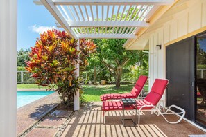 Terrace/patio - Kiahuna Paradise. Beautiful 3 Bed Home With A/C. Upgraded Pool Area. (Koloa)