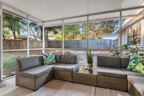 Terrace/patio - Spacious Retreat Near I-10 + Porch | Sleeps 10 (Daphne)