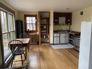 Sunlit kitchen and dining area