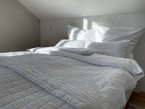 2 bedrooms, desk, iron/ironing board, travel cot