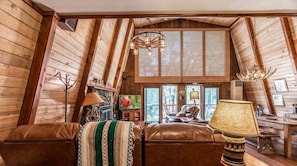 TV, fireplace - Sweet 16 | Cozy A-Frame Escape w/ Deck Dining, Elk Sightings & Ruidoso Charm (Alto)