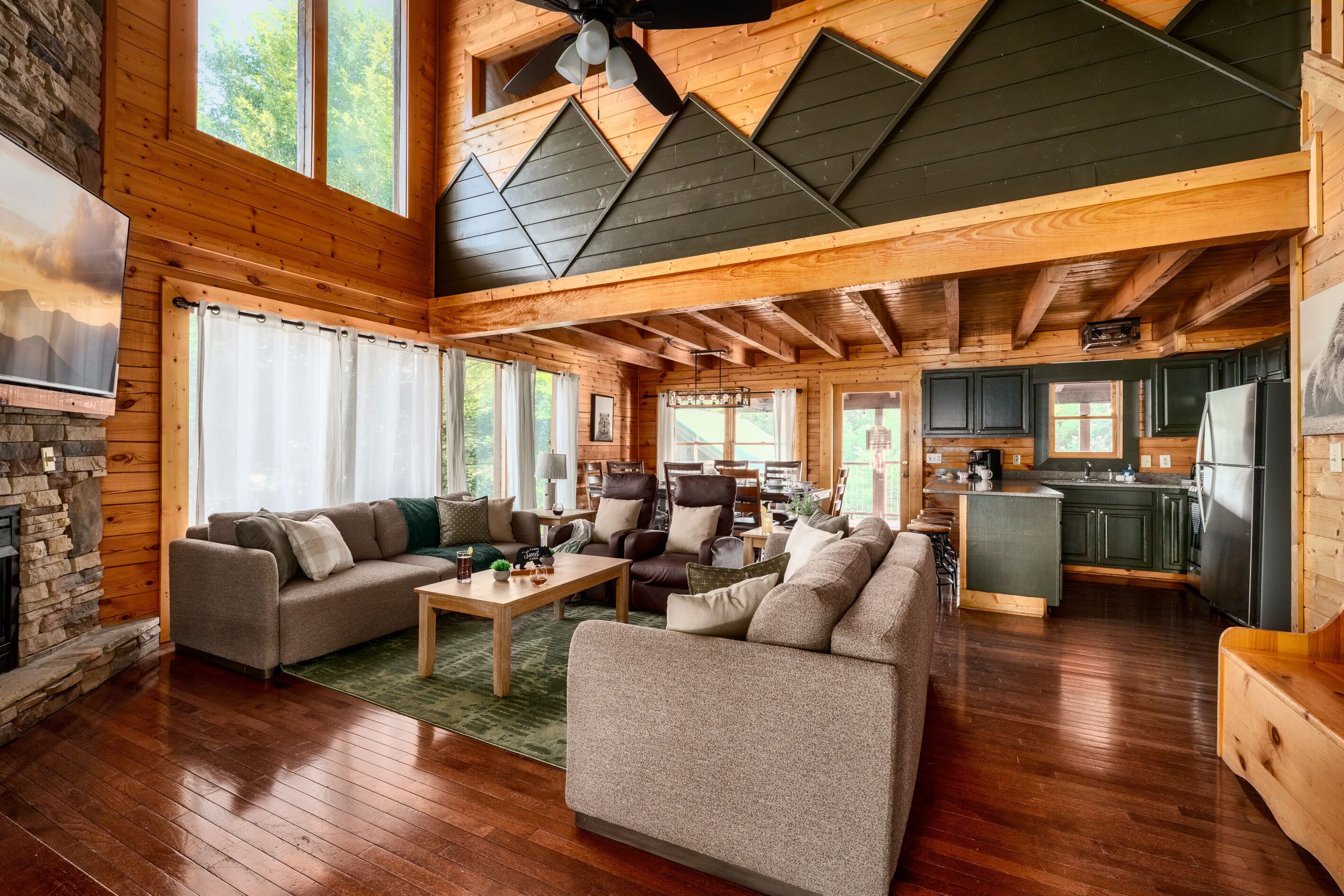 Smart TV, fireplace, ping pong, books