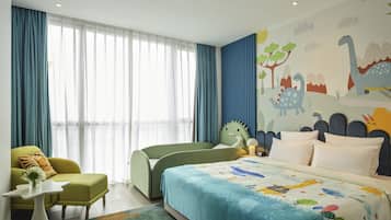Premium Family Room | Desk, laptop workspace, blackout curtains, free cots/infant beds
