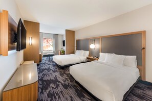 Desk, laptop workspace, free WiFi, bed sheets