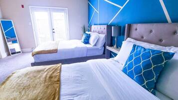 3 chambres, bureau, fer et planche à repasser, lit parapluie