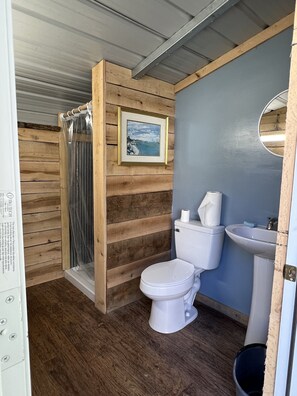 Regadera y papel de baño 