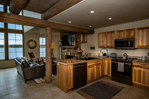 Fridge, microwave, dishwasher, coffee/tea maker