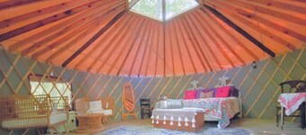 Full Site Woodland Glamping Rental near 3 of NY's Finger Lakes for 14+ 