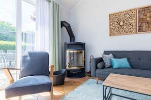 Televisión y chimenea