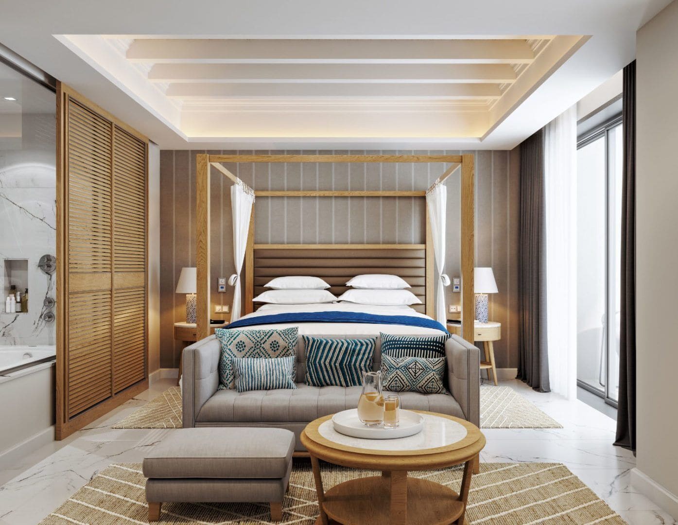 Panoramic Suite Pool and Garden View | Biancheria da letto di alta qualità, materassi a doppio strato, minibar
