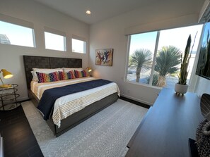 3 bedrooms, desk, iron/ironing board, travel cot