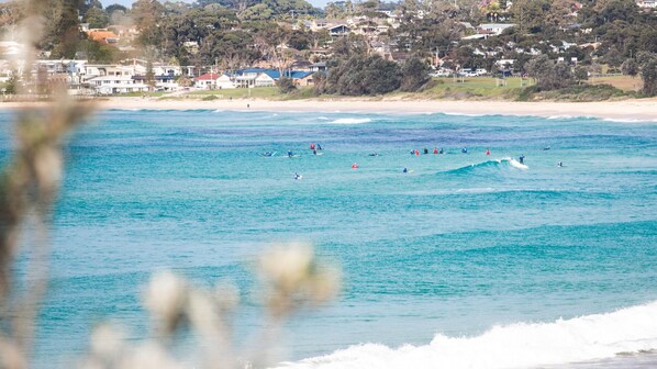 Enjoy breathtaking ocean views and watch surfers ride the waves from the comfort of this beachfront location.