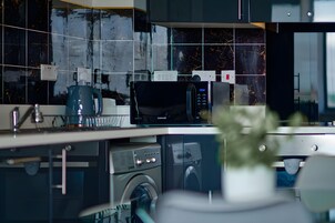 Appartamento Executive | Cucina privata | Frigorifero con congelatore, microonde, forno, piano cottura