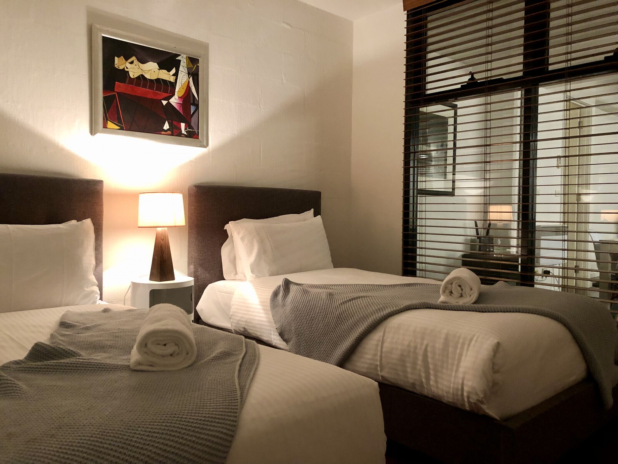 3 bedrooms, desk, iron/ironing board, travel cot