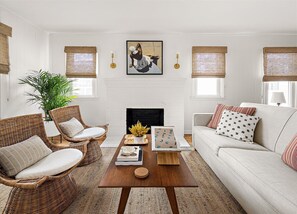 Smart TV, fireplace, music library