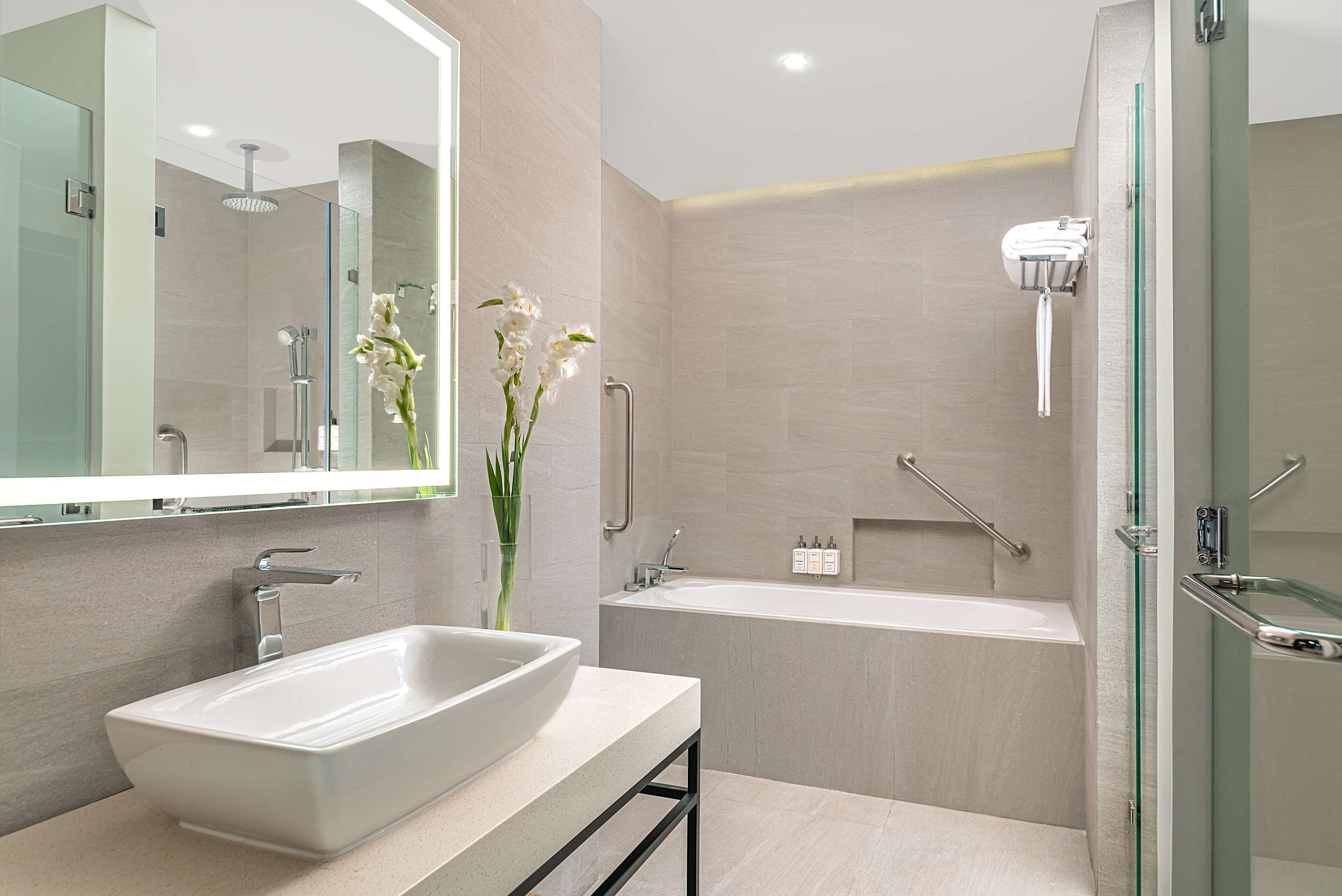one bedroom suite | bathroom | free toiletries, hair dryer, bidet, towels