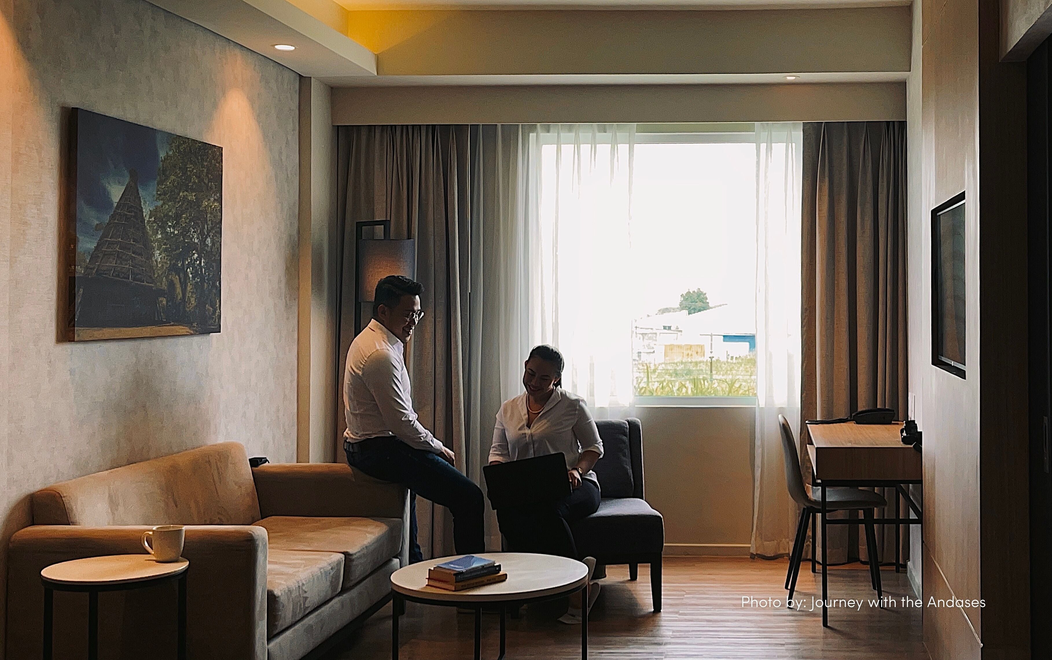 one bedroom suite | in-room safe, desk, laptop workspace, iron/ironing board