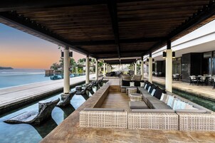 Outdoor pool, pool umbrellas