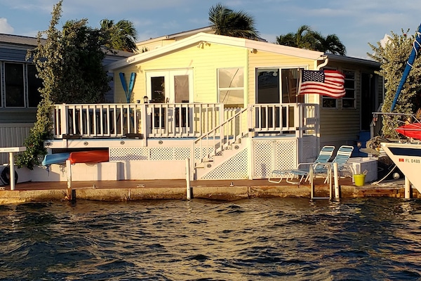 Dock side of the cottage on a windy day