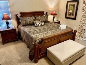 4 bedrooms, desk, iron/ironing board, travel cot