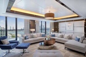Royal Suite, Balcony, Sea View | Living area | 55-inch LED TV with satellite channels, TV, toys - Hilton Dubai Palm Jumeirah (Dubai)