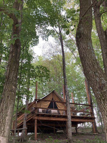 Selah Serenity Tent-n-Breakfast Glamping for 2 in Finger Lakes Woodland Site 