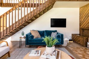 Télévision, cheminée, Netflix, livres