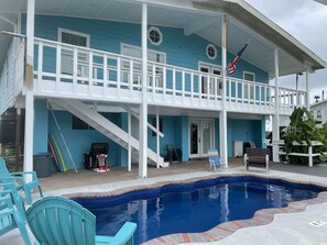 Outdoor pool, a heated pool - Captains Quarter/ canal front, private pool, dock for two boats. (Aransas Pass)