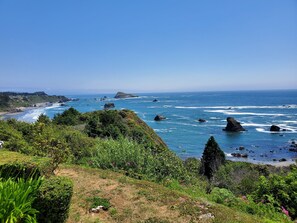 On the beach, sun-loungers, beach towels