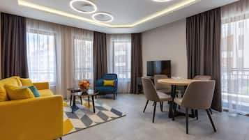 Comfort Apartment | Living area | 42-inch LED TV with satellite channels, TV, Netflix