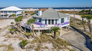 Exterior - Monthly Stay Avail! Beachy Gulf View Home | Steps to the Beach! | Sleeps 9 (Navarre Beach)