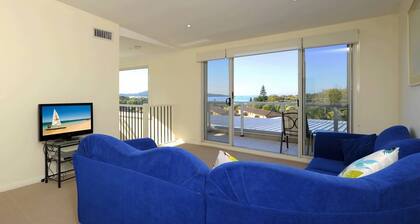 Overlooking pristine waters of Fingal Bay Beach