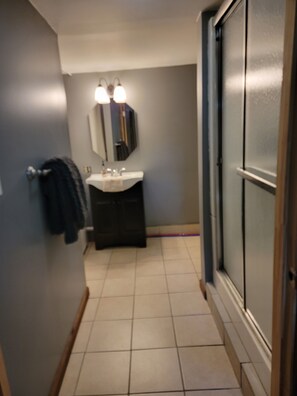 Shower, towels, soap, toilet paper - Cozy Cottage (Ashville)