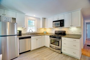 Fridge, microwave, stovetop, dishwasher - < 1 Mi to Beaches: Cape Cod Bungalow w/ Fire Pit! (West Yarmouth)