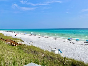 On the beach, sun-loungers, beach towels - BEACHFRONT VIEWS! Blue Mountain Paradise 30A, Private Bch Free Bch Service Bikes (Santa Rosa Beach)