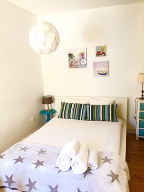 1 bedroom, desk, iron/ironing board, travel cot