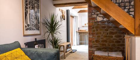 Televisión y chimenea